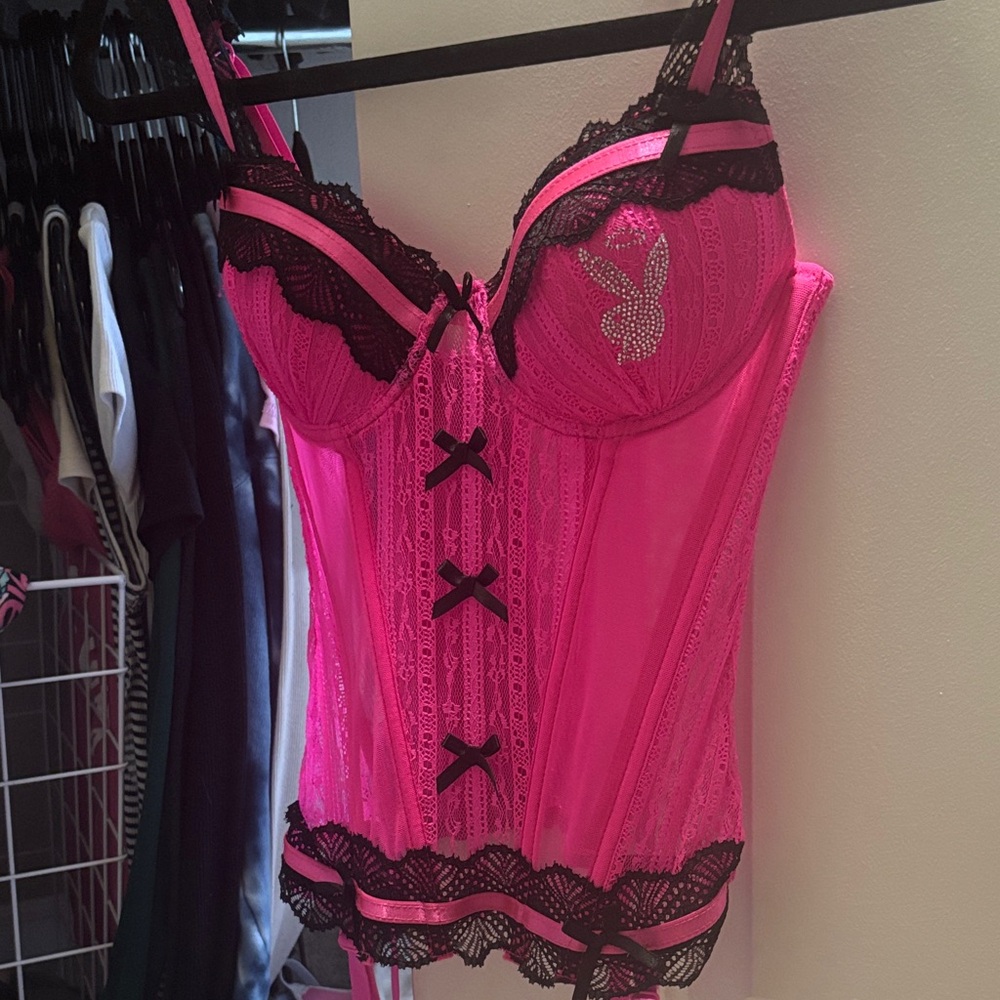 PLAYBOY Hot Pink Lace Bustier